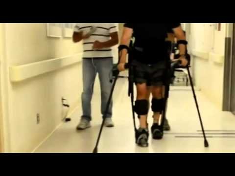 Video: Paralysed Mark Pollock walks with robotic... Video: Paralysed Mark Pollock walks with robotic...