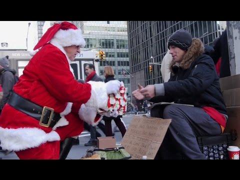 Santa Claus Gives Christmas Presents to the Homeless Santa Claus Gives Christmas Presents to the Homeless
